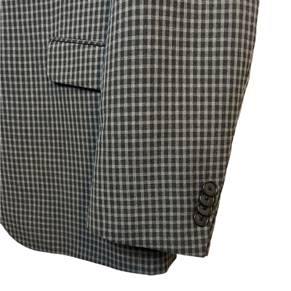 Kenneth Cole Reaction | Black and Grey Checkered Suit Jacket Size 42R - Picture 3 of 9